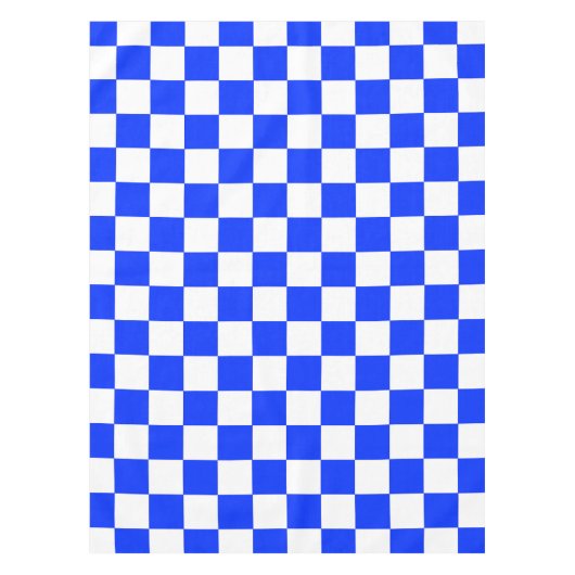 青と白のチェック柄 テーブルクロス (正面)