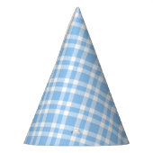 青と白のチェック柄 パーティーハット (左)