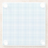 青と白のチェック柄　抽象的な模様 ガラスコースター (裏面)