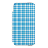 青と白のチェック柄 INCIPIO iPhoneウォレットケース (フォリオ 正面)