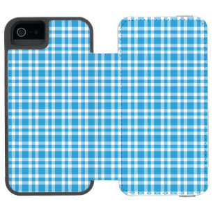 青と白のチェック柄 iPhone SE/5/5sウォレットケース