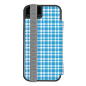 青と白のチェック柄 INCIPIO iPhoneウォレットケース (フォリオ裏面)