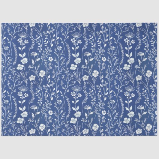 青と白のチノジュリーの野花 薄葉紙 (正面)