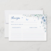 青と白のチノライザーブライダルシャワーレシピカード (正面)