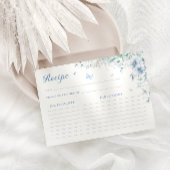青と白のチノライザーブライダルシャワーレシピカード