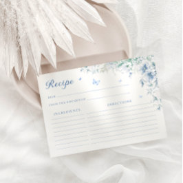 青と白のチノライザーブライダルシャワーレシピカード