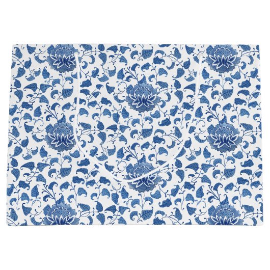 青と白のチノワジェリーの水色 ラージペーパーバッグ (正面)