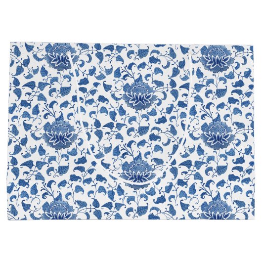 青と白のチノワジェリーの水色 ラージペーパーバッグ (裏面)