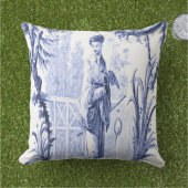 青と白のチノワセリーパティオ アウトドアクッション (芝生)