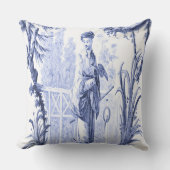 青と白のチノワセリーパティオ アウトドアクッション (正面)