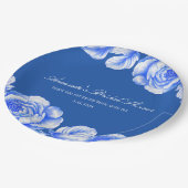青と白のチノワセリーブライダルシャワー ペーパープレート (アングル)