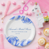 青と白のチノワセリーブライダルシャワー ペーパープレート (パーティー)