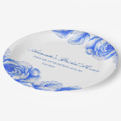 青と白のチノワセリーブライダルシャワー ペーパープレート (アングル)