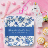 青と白のチノワセリーブライダルシャワー ペーパープレート (パーティー)