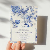 青と白のチノワセリーブライダルシャワー 招待状