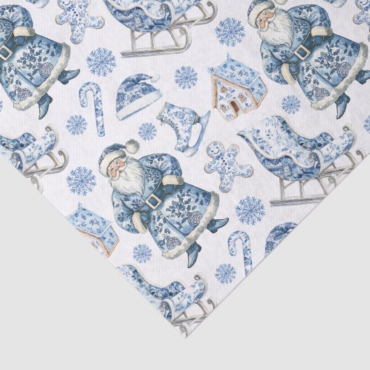青と白のチャイノアイセリーのクリスマスサンタ 薄葉紙 (詳細)