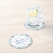 青と白のチャイノアイセリーエレガントブライダルシャワー ラウンドペーパーコースター (インサイチュ)