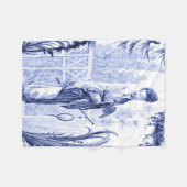 青と白のチャイノアイセリーオリエンタル フリースブランケット (正面(横))