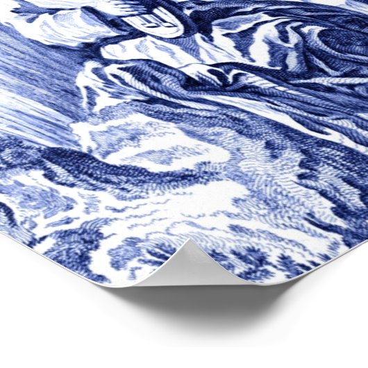 青と白のチャイノアイセリーオリエン中国のタル ポスター (角)