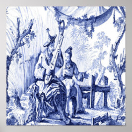 青と白のチャイノアイセリーオリエン中国のタル ポスター