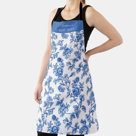 青と白のチャイノアイセリー名前をカスタムする エプロン (インサイチュ)