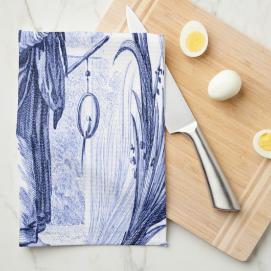 青と白のチャイノアイセリー キッチンタオル (四つ折り)