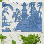 青と白のチャイノアイセリー キッチンタオル (折り畳み)