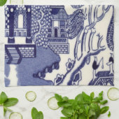 青と白のチャイノアイセリー キッチンタオル (折り畳み)