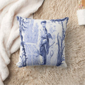 青と白のチャイノアイセリー クッション (ブランケット)