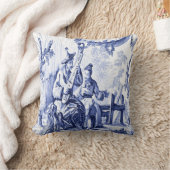 青と白のチャイノアイセリー クッション (ブランケット)