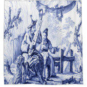 青と白のチャイノアイセリー シャワーカーテン (正面)