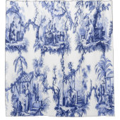 青と白のチャイノアイセリー シャワーカーテン (正面)