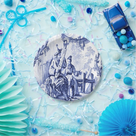 青と白のチャイノアイセリー ペーパープレート (パーティー)