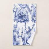 青と白のチャイノエリーオリエンタル3ピースラグジュアリー バスタオルセット (ハンドタオル)