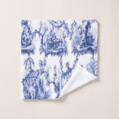 青と白のチャイノエリーオリエンタル3ピースラグジュアリー バスタオルセット (ウォッシュタオル)