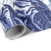 青と白のチャイノ中国のイズリーの切り離し ラッピングペーパー (ロールコーナー)