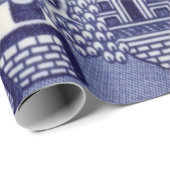 青と白のチャイノ中国のイズリーの切り離し ラッピングペーパー (ロールコーナー)