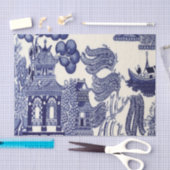 青と白のチャイノ中国のイズリーの切り離し 薄葉紙 (クラフト)