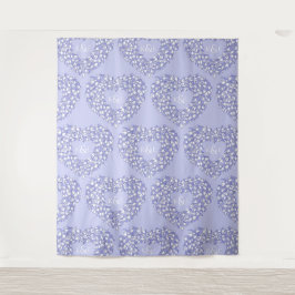 青と白のチューリップのモノグラム結婚式の背景 タペストリー