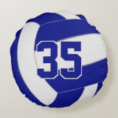 青と白のチームカラーキッズバレーボール ラウンドクッション (裏面)