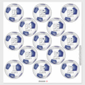 青と白のチームカラー 13人制サッカー選手セット シール (シート)