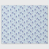 青と白のツルの包装紙 ラッピングペーパー (フラット)