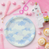 青と白のテクスチャが適用された雨雲 ペーパープレート (パーティー)