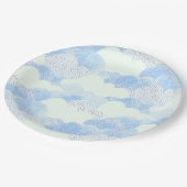 青と白のテクスチャが適用された雨雲 ペーパープレート (アングル)
