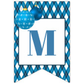 青と白のテーマメリークリスマス バンティングフラッグ (第1の旗)