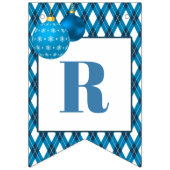 青と白のテーマメリークリスマス バンティングフラッグ (第3の旗)