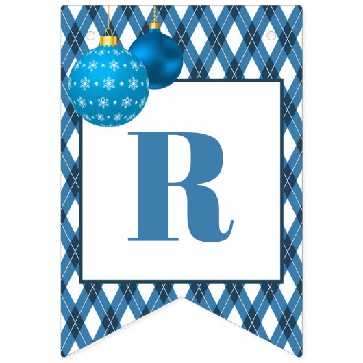 青と白のテーマメリークリスマス バンティングフラッグ (第3の旗)