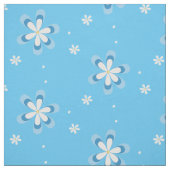 青と白のデイジーと金ゴールド・センター ファブリック (見本)