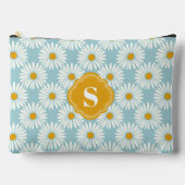 青と白のデイジーパターモノグラムのン アクセサリーポーチ (正面)