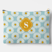 青と白のデイジーパターモノグラムのン アクセサリーポーチ (裏面)